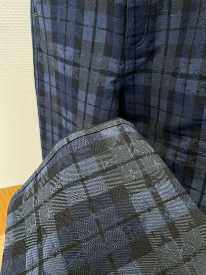 Lv Monogram Tartan Denim Pants