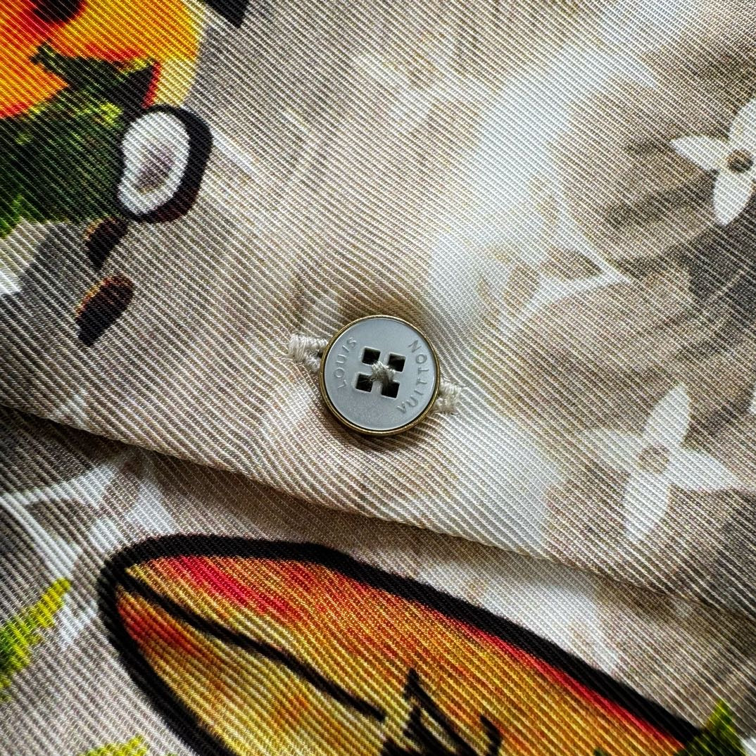 Lv Monogram Silk Shirt And Shorts Set