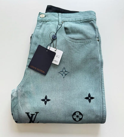 LV Monogram Embroidered Denim Pants