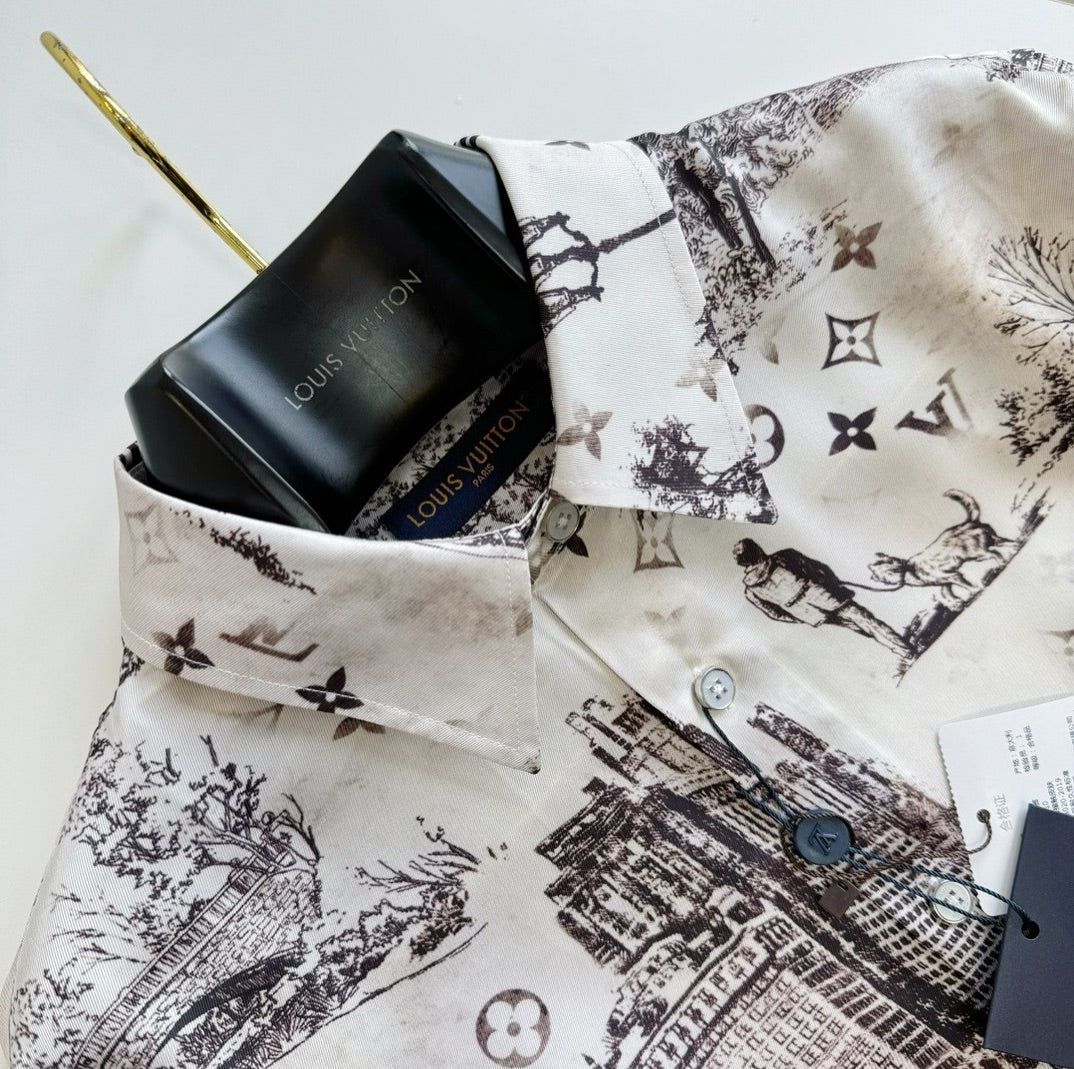 Lv Long -Sleeved Slik Shirt