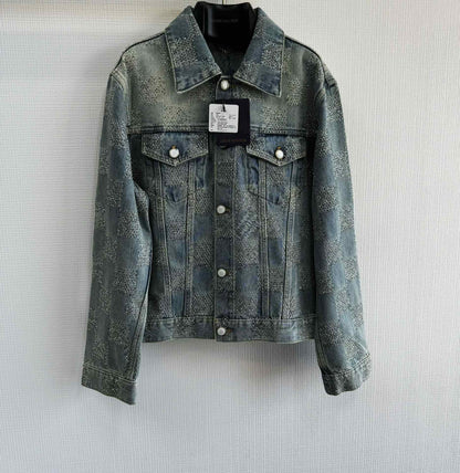 Lv Denim Jacket With Crystals