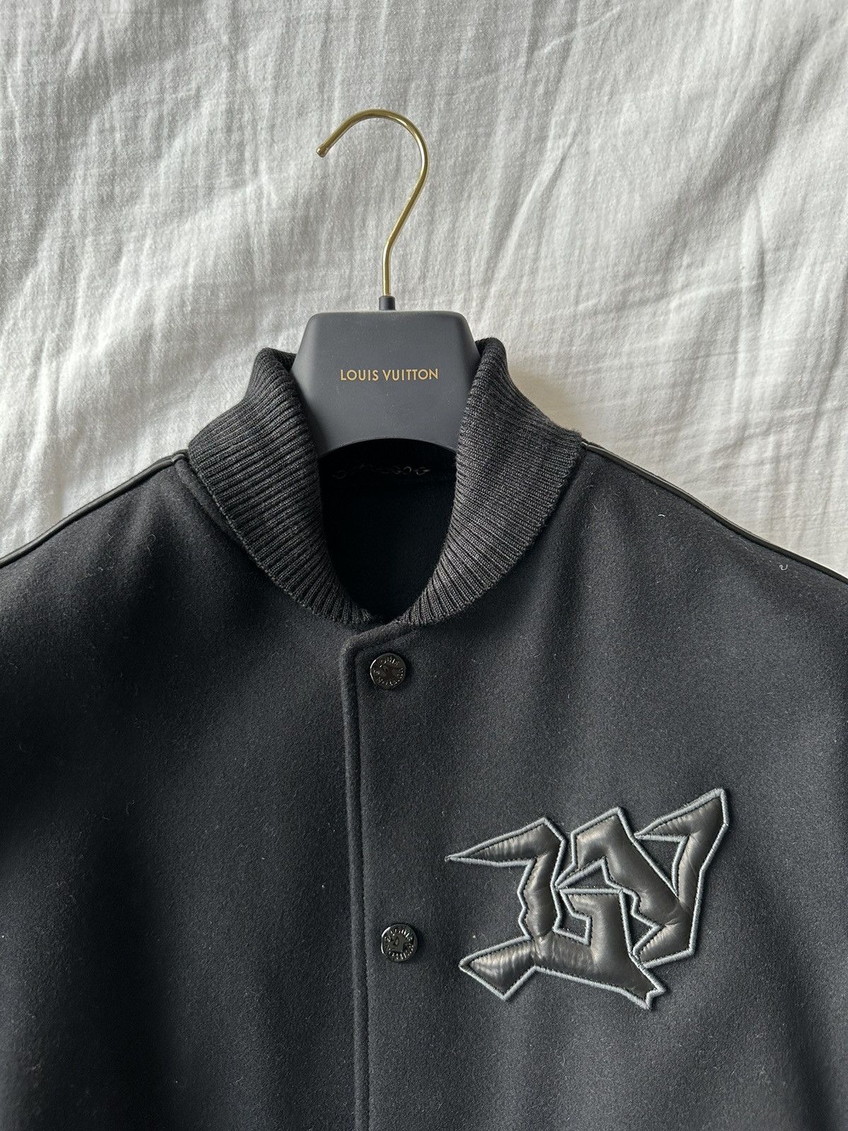 Lv Monogram Embossed Leather And Wool Blouson
