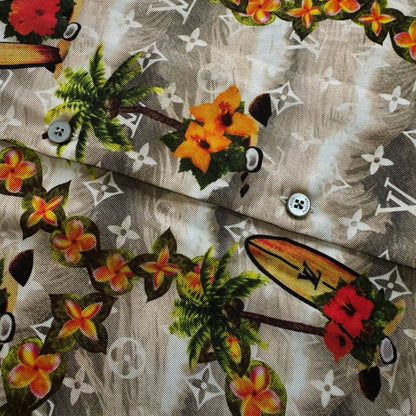 Lv Monogram Silk Shirt And Shorts Set