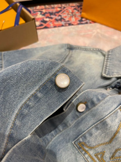 Lv Short-Sleeved Denim Shirt