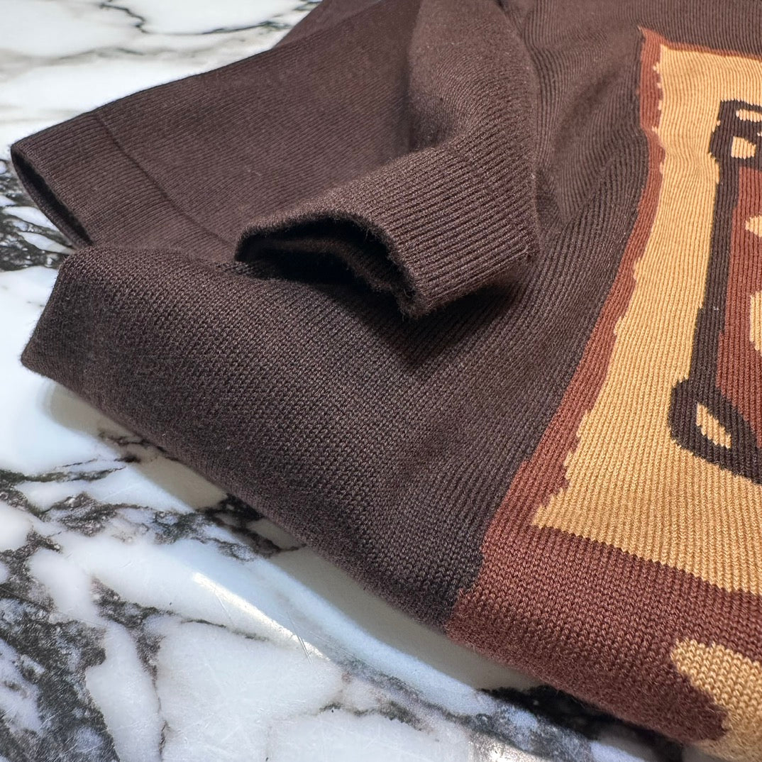 Lv Short-Sleeved Damier Wool Shirt