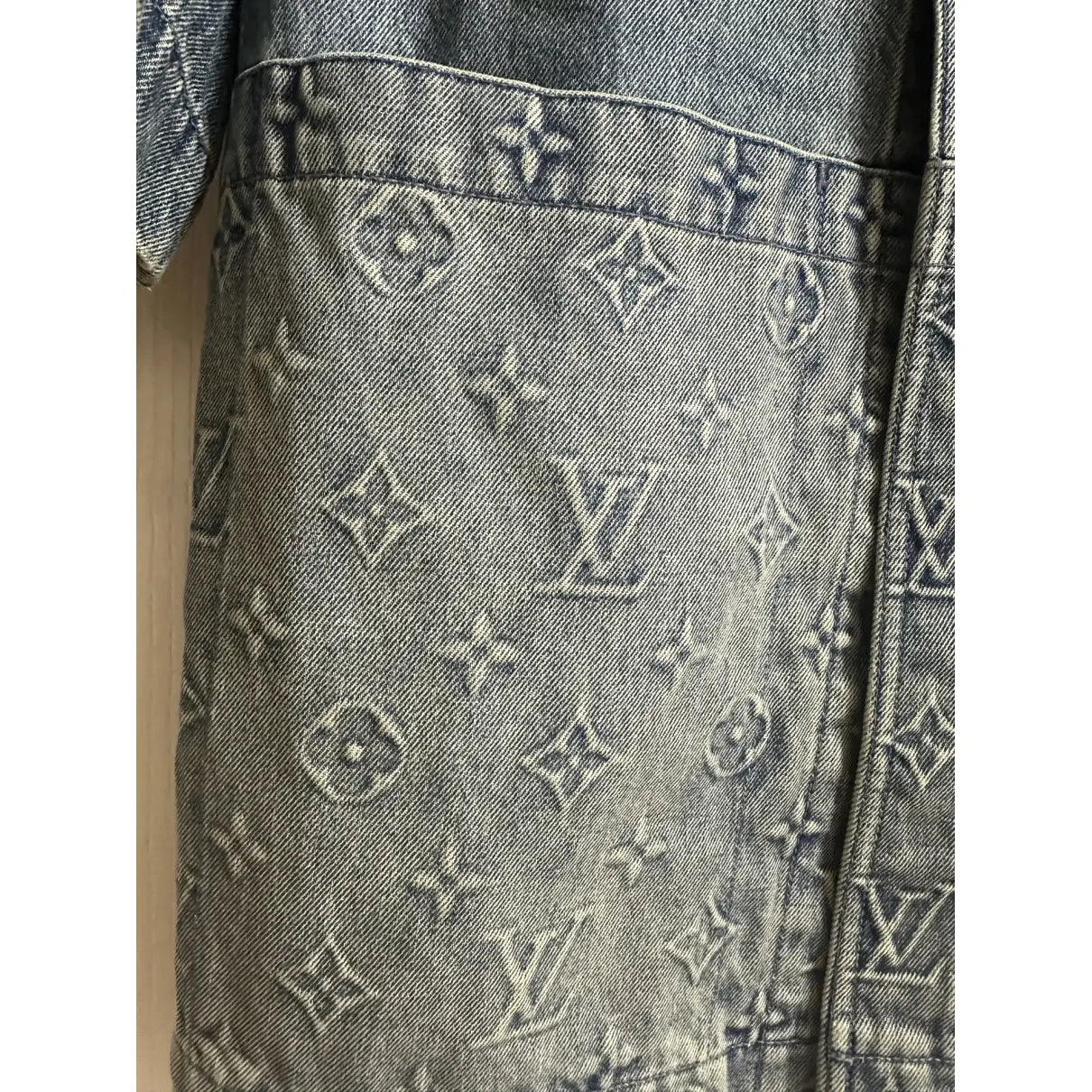 Lv Monogram Denim Shirt And Shorts Set