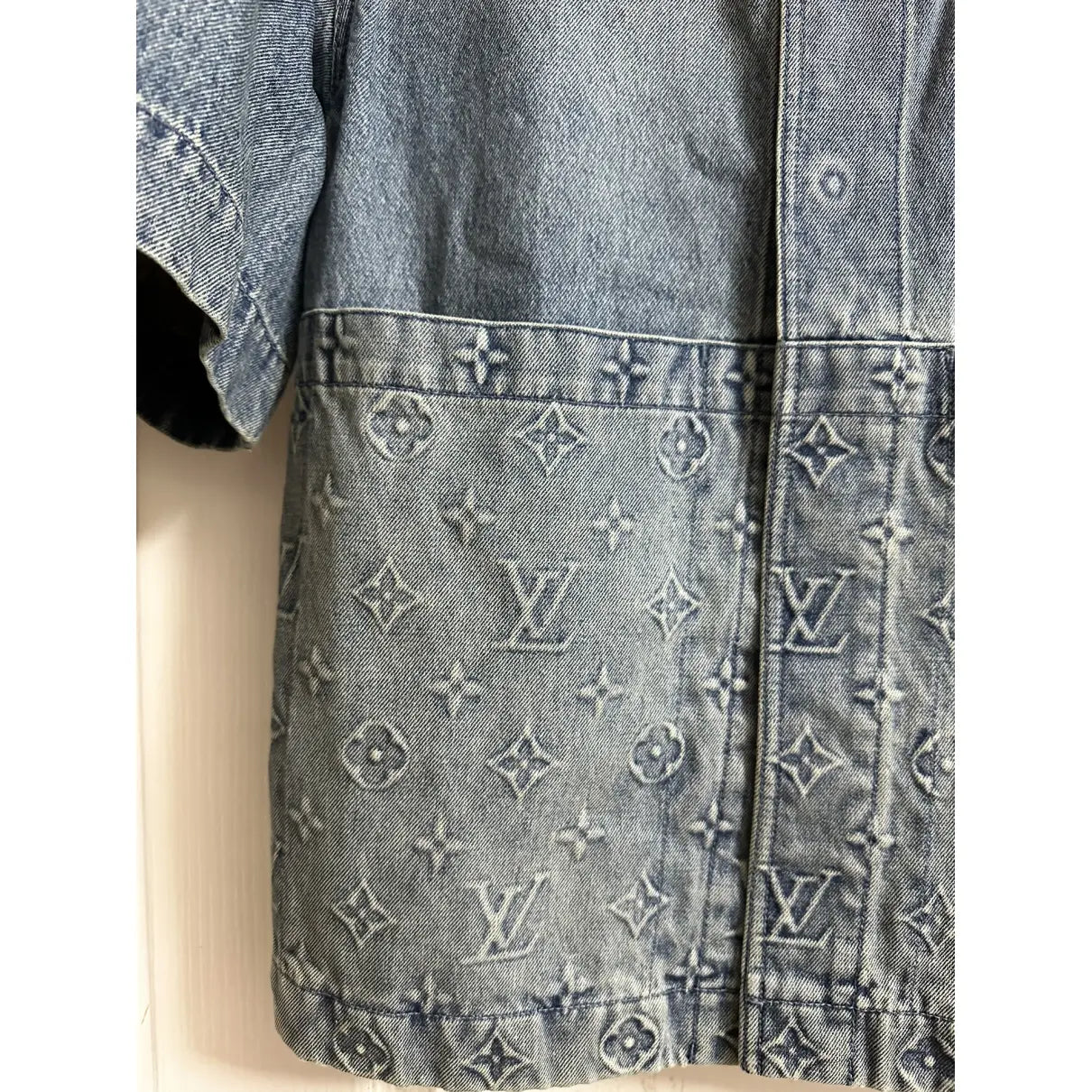 Lv Monogram Denim Shirt And Shorts Set