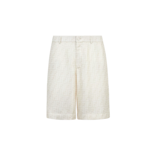FND Monogram Silk Shorts White