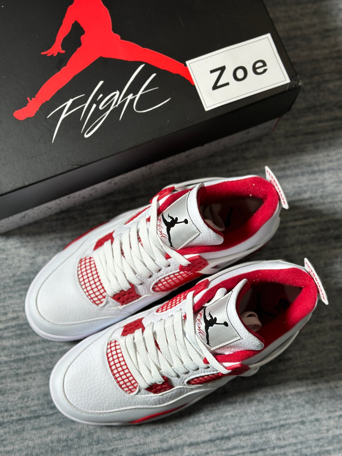 AJ4 White RED