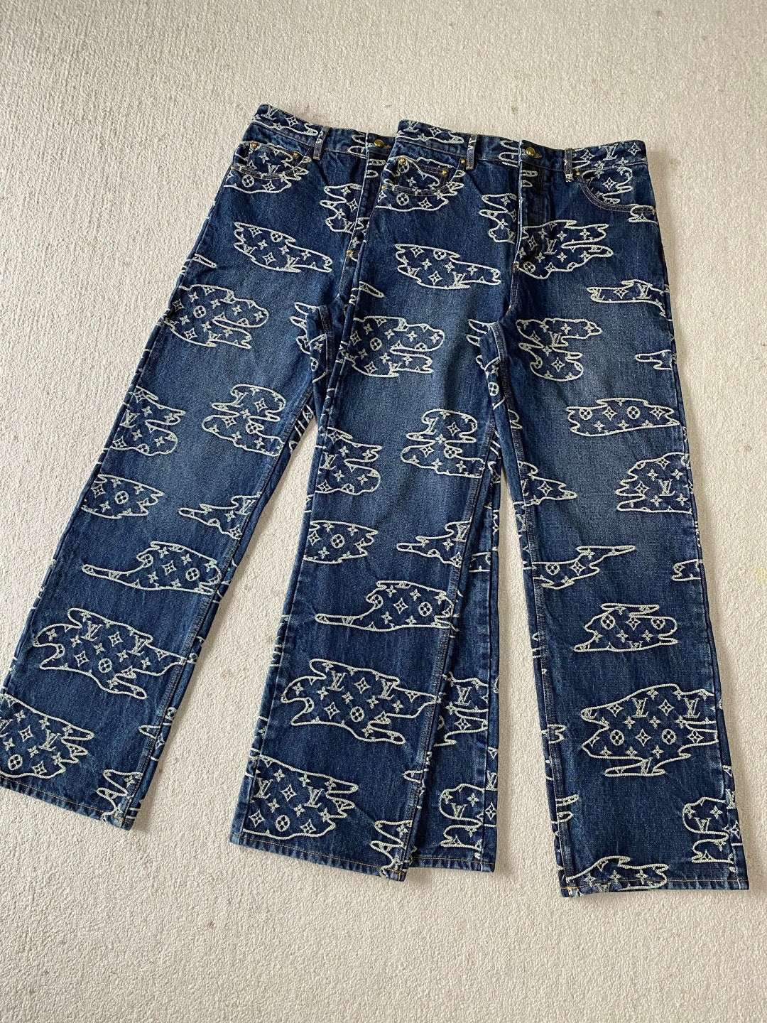 Lv Denim Monogram Pants