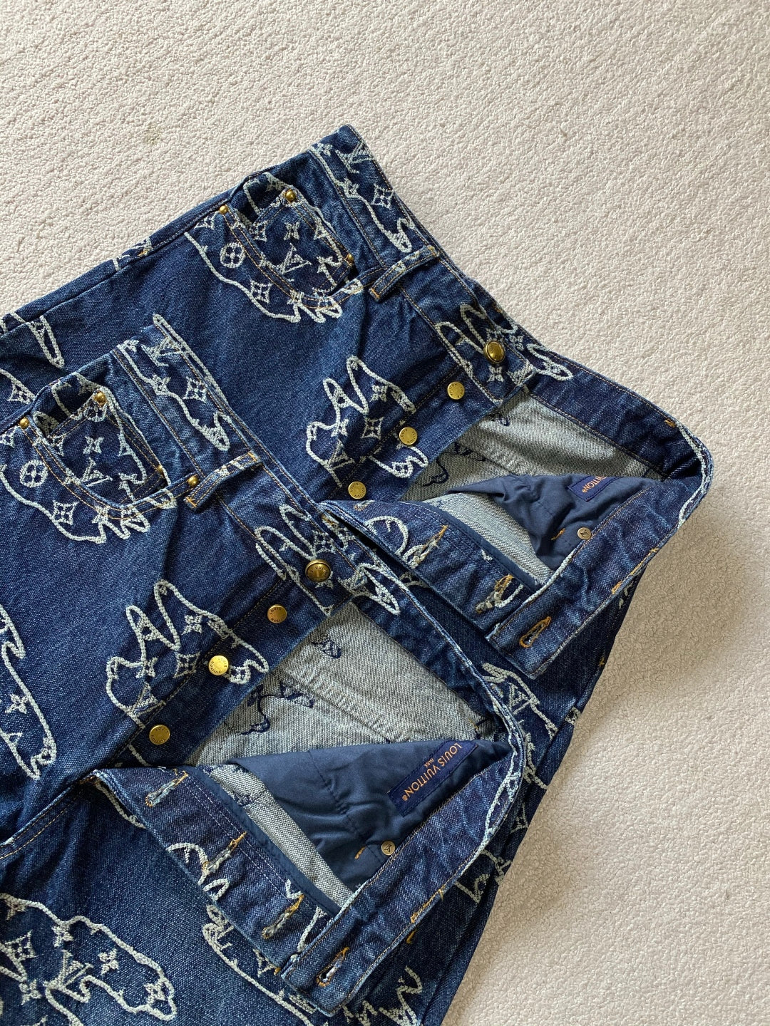 Lv Denim Monogram Pants