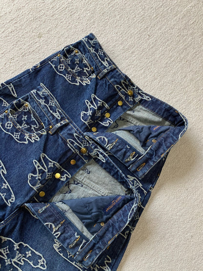 Lv Denim Monogram Pants