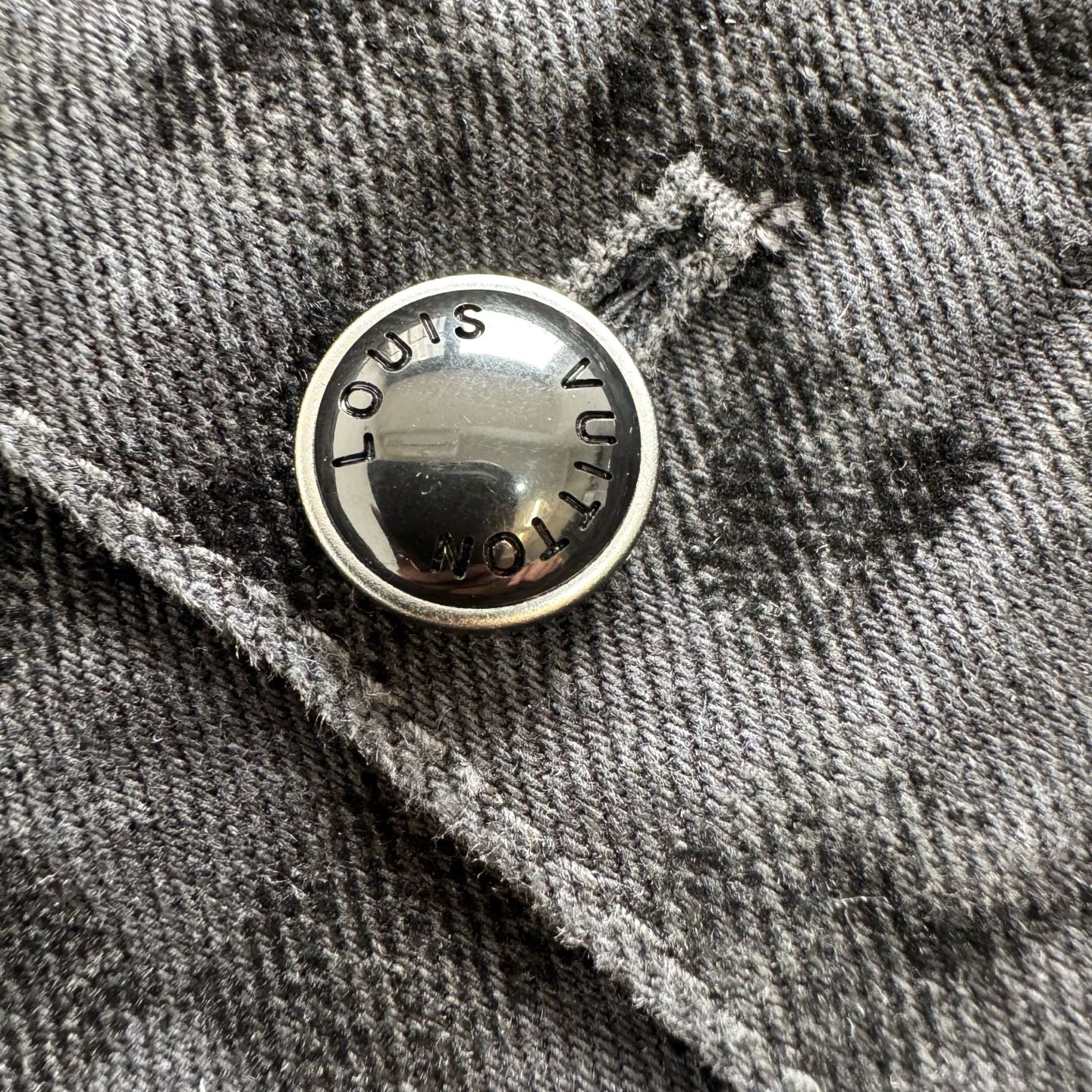 Lv Flocked Damier Denim Trucker Jacket