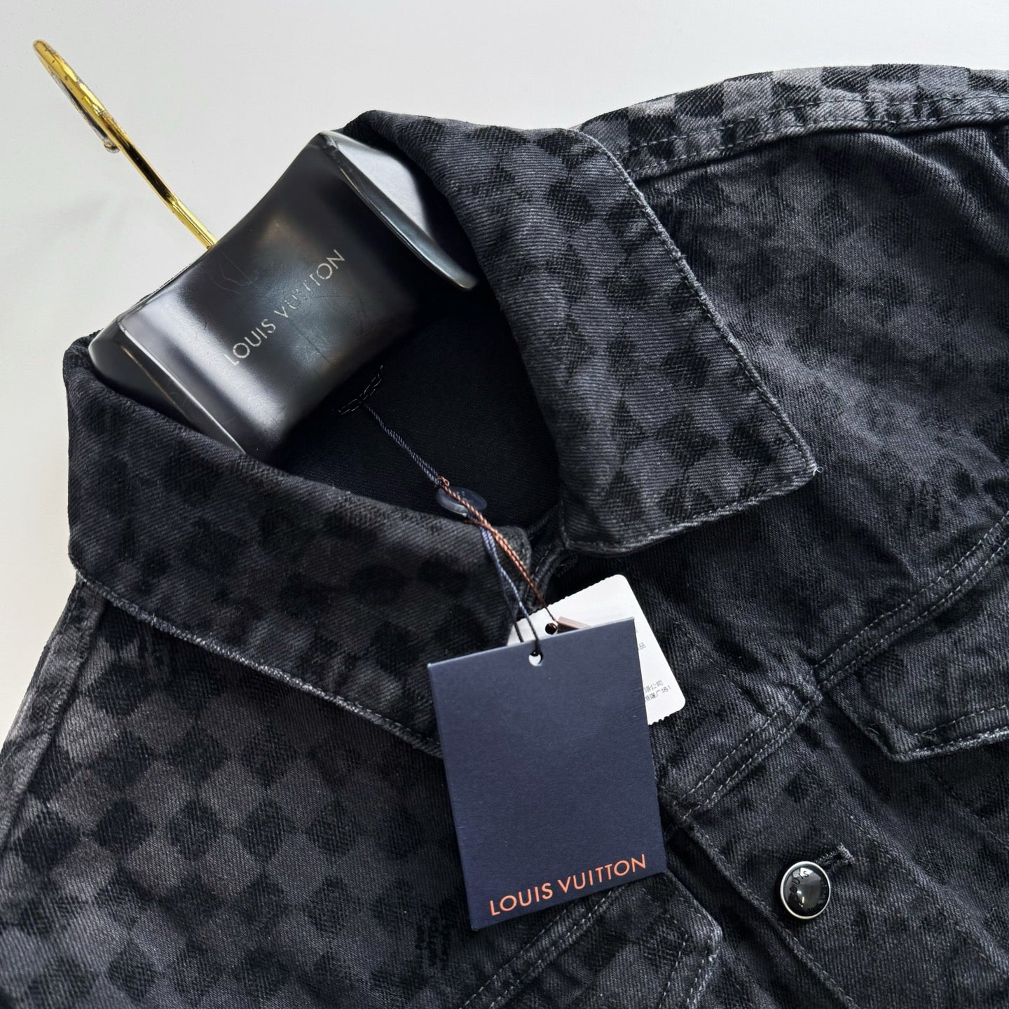 Lv Flocked Damier Denim Trucker Jacket