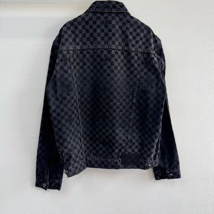 Lv Flocked Damier Denim Trucker Jacket