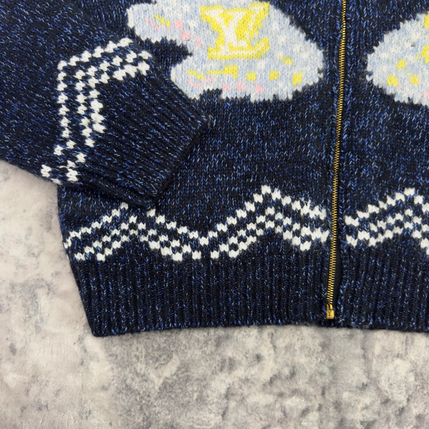 Lv Zippered Knitted Blouson