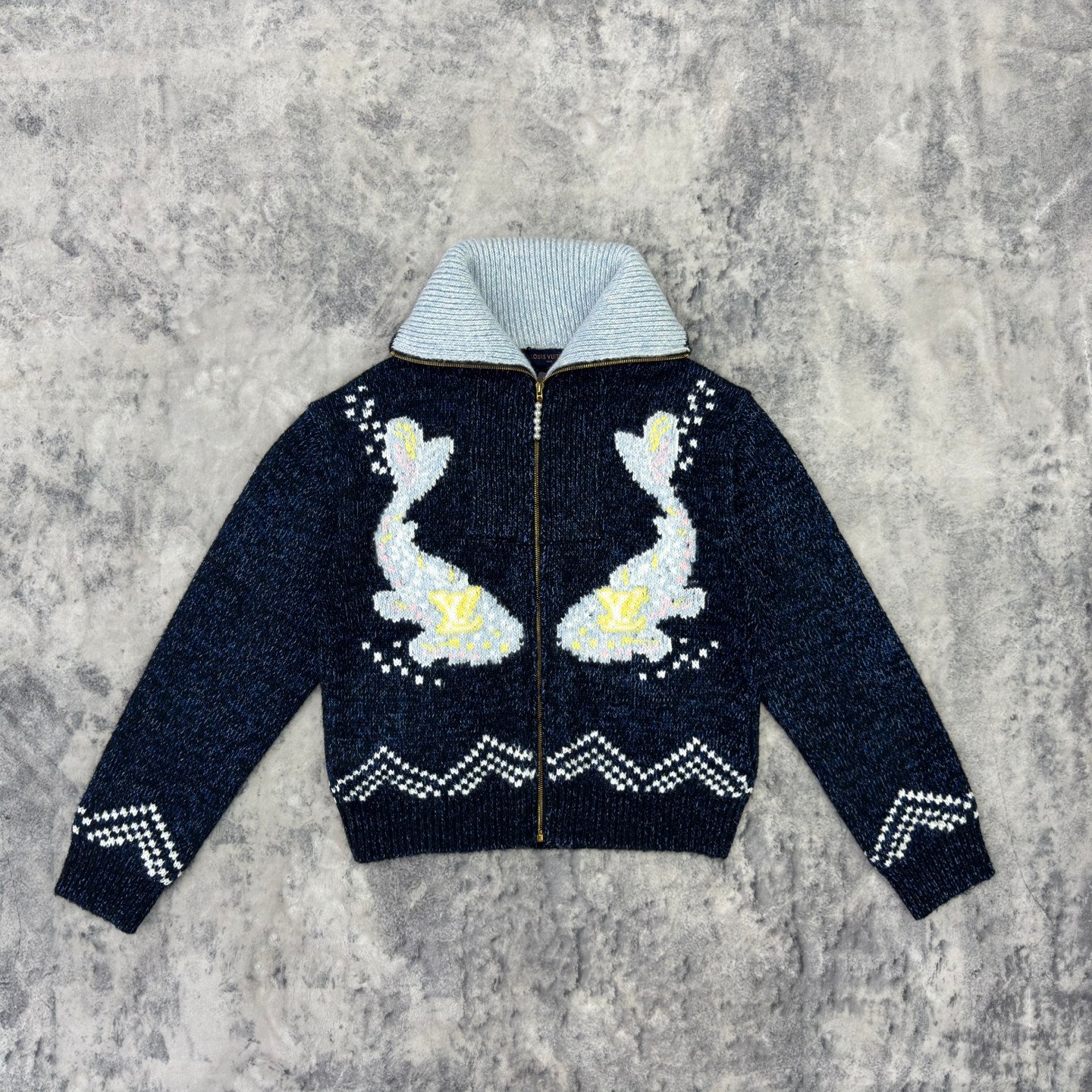 Lv Zippered Knitted Blouson