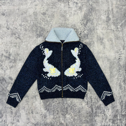 Lv Zippered Knitted Blouson