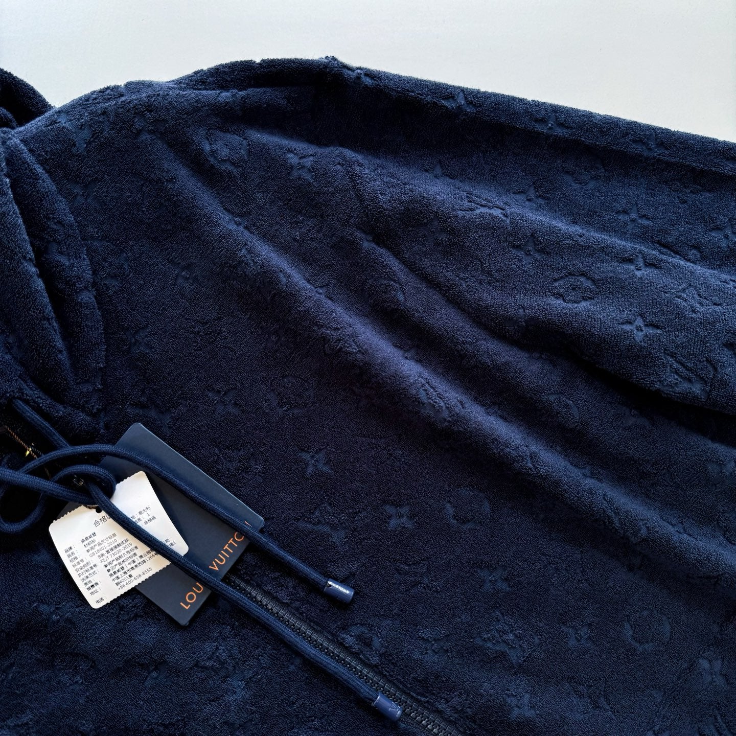 Lv Monogram French Terry Zip-Through Hoodie