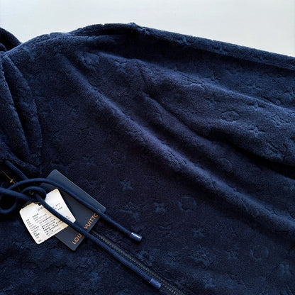 Lv Monogram French Terry Zip-Through Hoodie