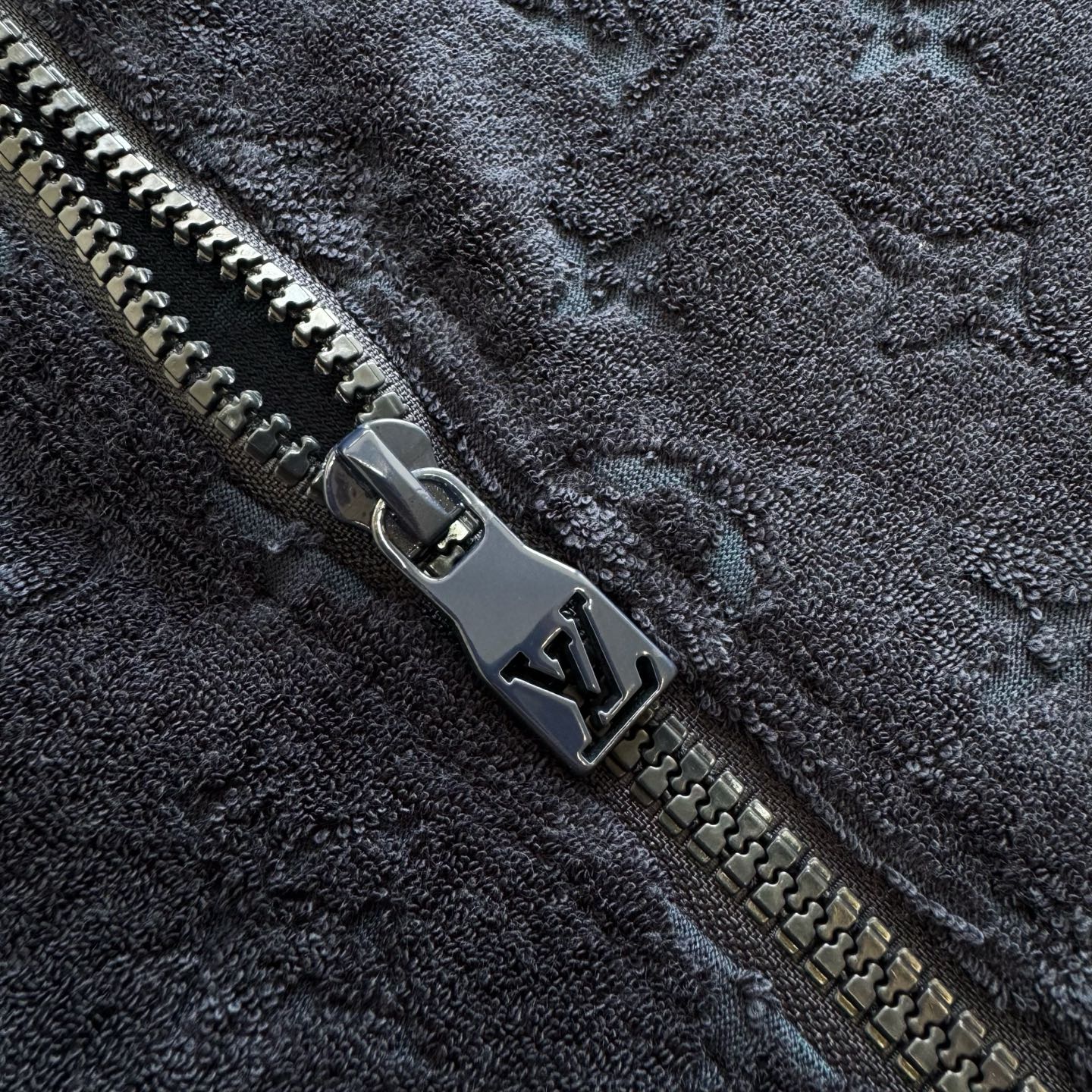 Lv Monogram French Terry Zip-Through Hoodie