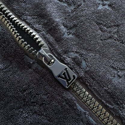 Lv Monogram French Terry Zip-Through Hoodie