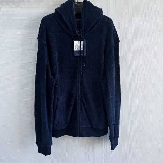 Lv Monogram French Terry Zip-Through Hoodie