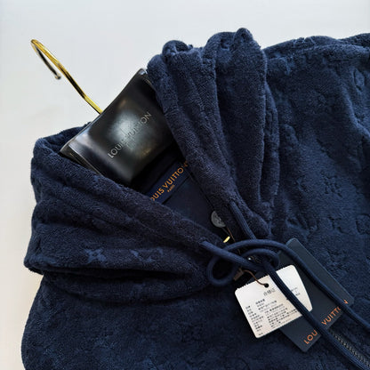 Lv Monogram French Terry Zip-Through Hoodie