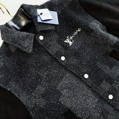 Lv Mix Leather Varsity Blouson