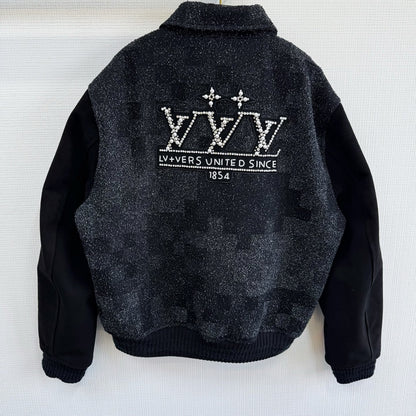 Lv Mix Leather Varsity Blouson