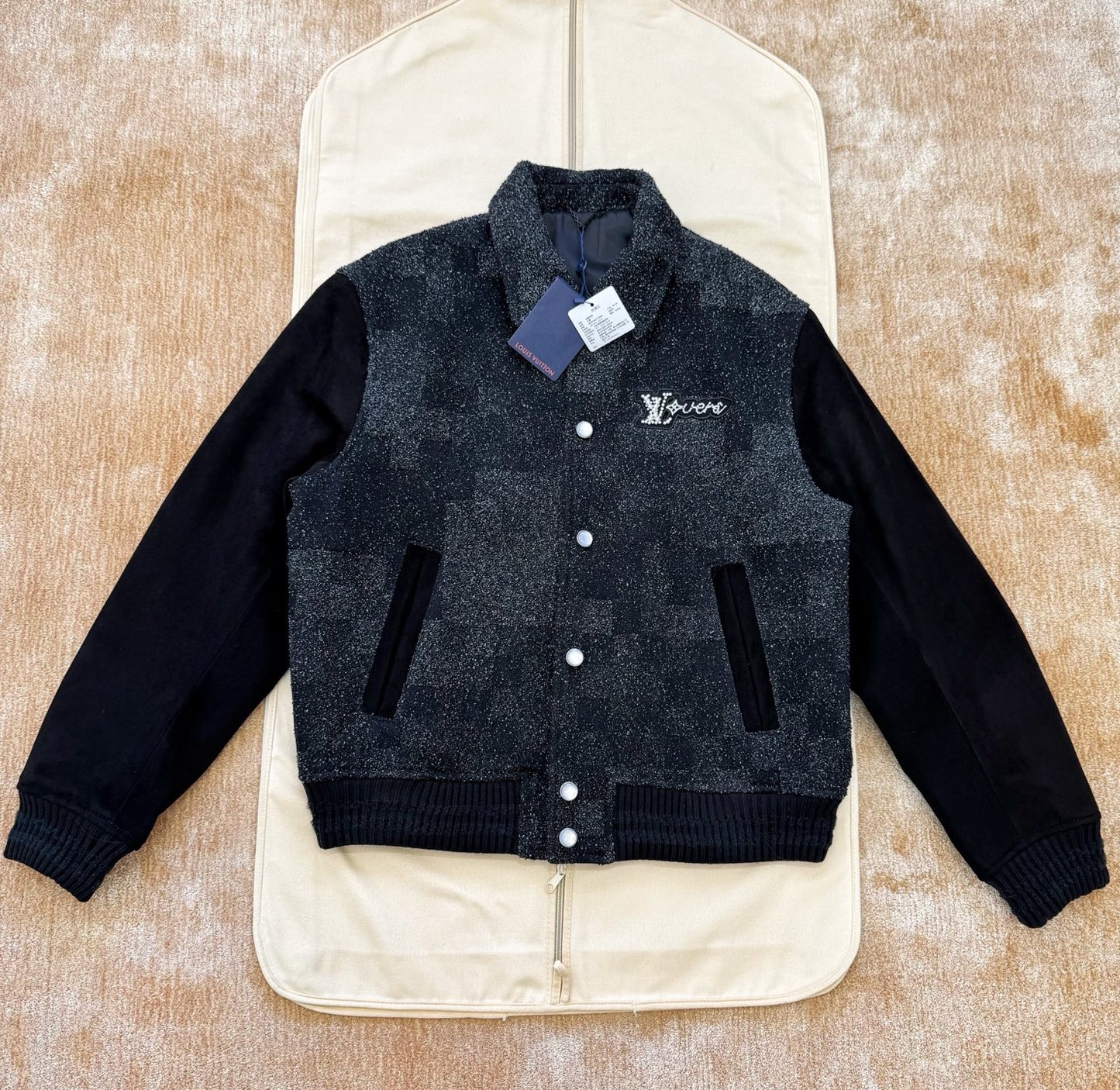 Lv Mix Leather Varsity Blouson