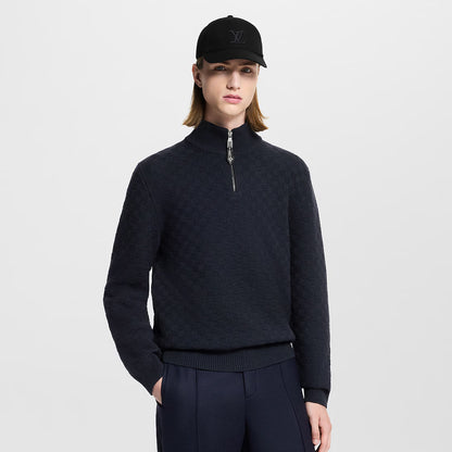 Lv Cashmere-Wool Blend Half-Zip Pullover