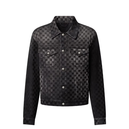 Lv Flocked Damier Denim Trucker Jacket