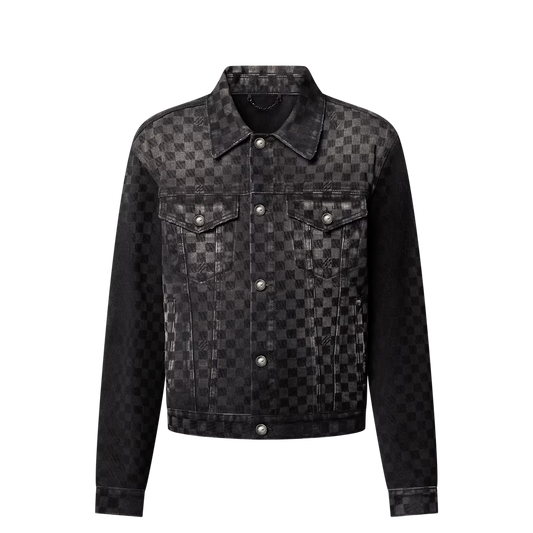 Lv Flocked Damier Denim Trucker Jacket