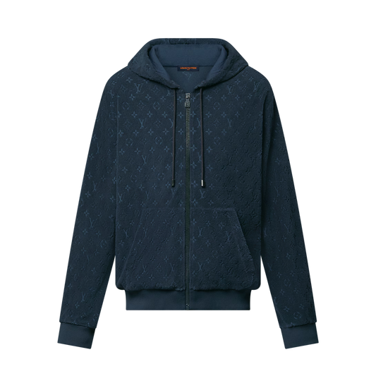 Lv Monogram French Terry Zip-Through Hoodie